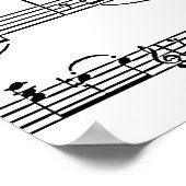 音楽ノート白黒の音楽 ポスター (角)