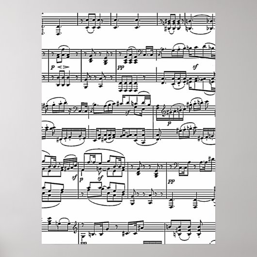 音楽ノート白黒の音楽 ポスター (正面)