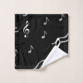 音楽ノート白黒タオルセット バスタオルセット (ウォッシュタオル)