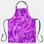 音楽ノート紫の渦巻きアートおもしろい エプロン (正面)