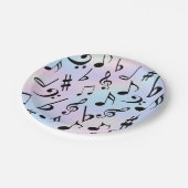 音楽ノート虹色パーティープレート ペーパープレート (アングル)