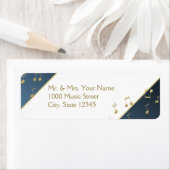 音楽ノート金ゴールドとブルー差出人住所 ラベル (インサイチュ)