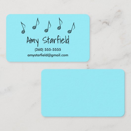 音楽ノート青い名刺 名刺 (正面/裏面)