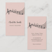 音楽ノート音楽先生エレガント赤面ピンク 名刺 (正面/裏面)