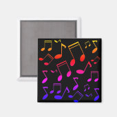 音楽ノート黒の虹の色 マグネット (正面/裏面)