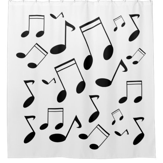 音楽ノート黒 シャワーカーテン (正面)