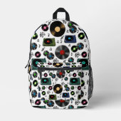 音楽ノート、アルバム、プレーヤー プリントバックパック (正面)