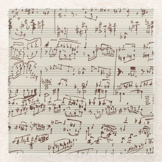 音楽ノート ガラスコースター (正面)