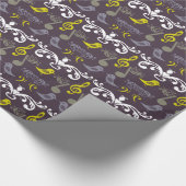 音楽ノート、クレフ、 音符記号、鳥 ラッピングペーパー (角)