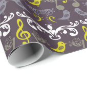 音楽ノート、クレフ、 音符記号、鳥 ラッピングペーパー (ロールコーナー)