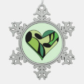 音楽ノート スノーフレークピューターオーナメント (正面)