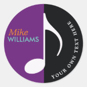 音楽ノート~ブラック&パープル ラウンドシール (正面)