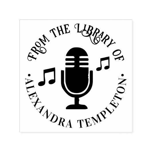音楽ノート、マイクの丸ライブラリのブック名 セルフインキングスタンプ (デザイン)