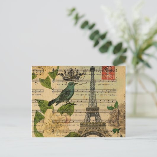 音楽ノートcamellia parisフランスのエッフェルタワー ポストカード (スタンド正面)