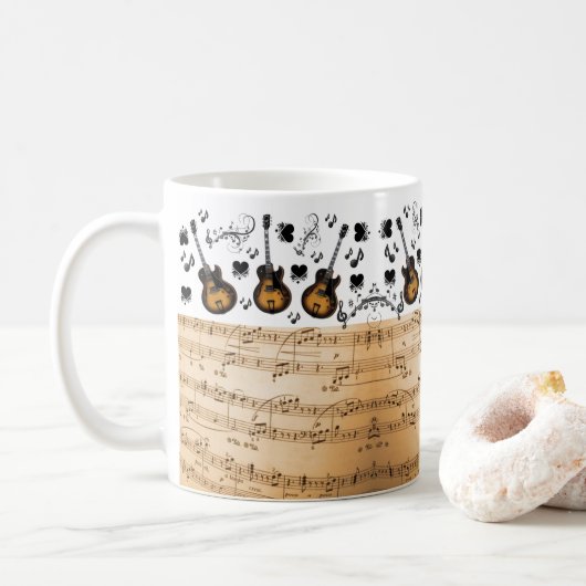 音楽ノートGuitar Mug コーヒーマグカップ (ドーナツ)