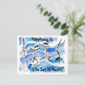 音楽ノートPCの幸せは音楽に設定された人生! ポストカード (スタンド正面)