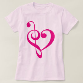 音楽ハートのピンク Tシャツ