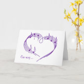 音楽ハートを白で表示 カード (黄色い花)