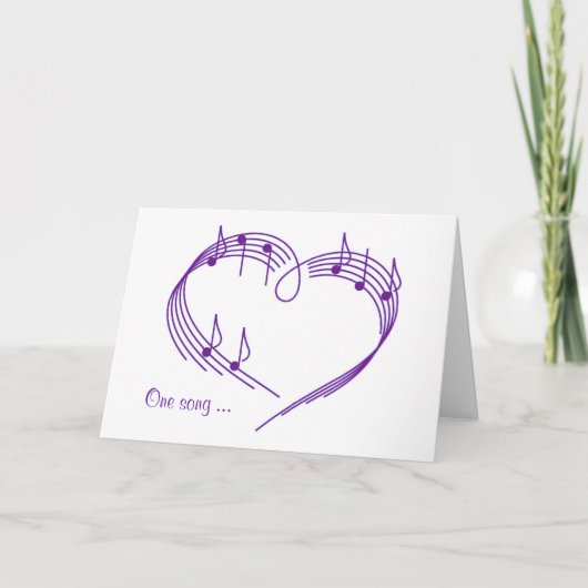 音楽ハートを白で表示 カード (正面)