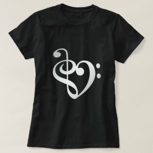 音楽ハートシルバーのラブハートシェイプ Tシャツ