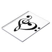 音楽ハートトレブルベースクレフ、 音符記号ハート – 黒 ノートブック (左側)