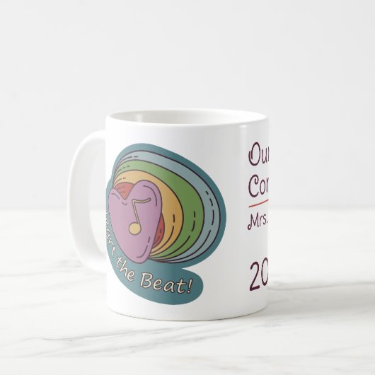 音楽ハートレインボーお気に入りのコンダクタ名 コーヒーマグカップ (正面左)
