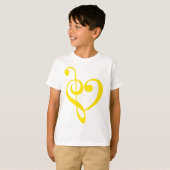 音楽ハート黄 Tシャツ (正面フル)