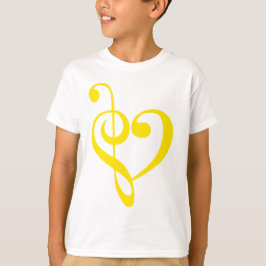 音楽ハート黄 Tシャツ