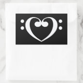 音楽ハート 長方形シール (バッグ)