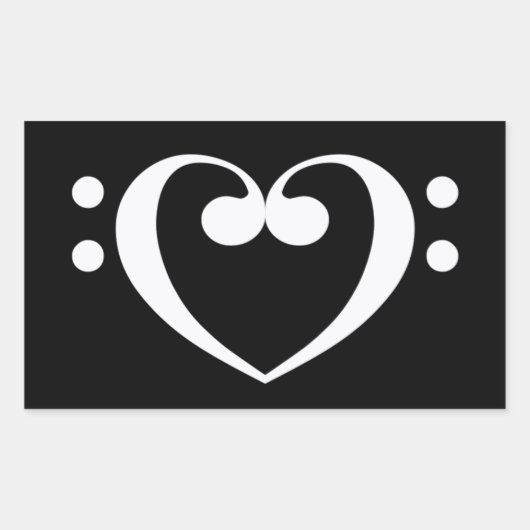 音楽ハート 長方形シール (正面)