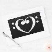 音楽ハート 長方形シール (封筒)