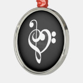 音楽ハート- I Love Music メタルオーナメント (左)