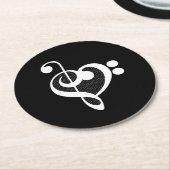 音楽ハート- I Love Music ラウンドペーパーコースター (アングル)