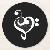 音楽ハート- I Love Music ラウンドペーパーコースター (正面)