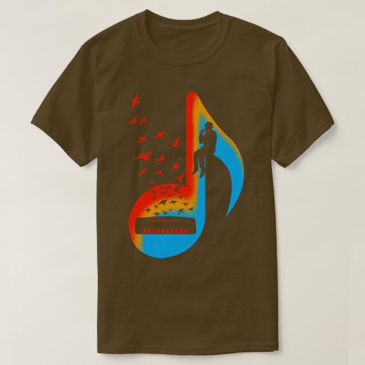 音楽ハーモニカ奏者 Tシャツ (デザイン正面)