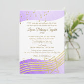 音楽バルミツワーパープルウォーター色と金ゴールド2 招待状 (スタンド正面)