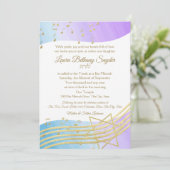 音楽バルミツワー水の色と金ゴールド 招待状 (スタンド正面)