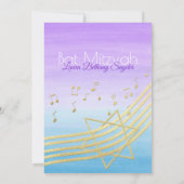 音楽バルミツワー水の色と金ゴールド 招待状 (裏面)