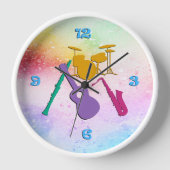 音楽バンドレトロデザイン 壁時計 (正面)