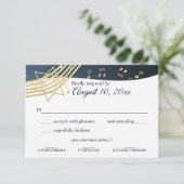 音楽バー（ユダヤ教の）バル・ミツバー金ゴールド応答 出欠カード (スタンド正面)