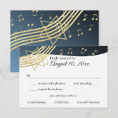 音楽バー（ユダヤ教の）バル・ミツバー金ゴールド応答 出欠カード (正面/裏面)