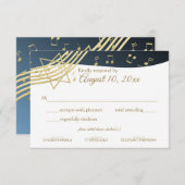 音楽バー（ユダヤ教の）バル・ミツバー金ゴールド応答 出欠カード (正面/裏面)