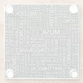 音楽パターン単語の雲 ガラスコースター (裏面)