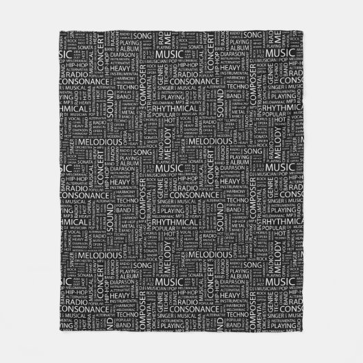 音楽パターン単語の雲 フリースブランケット (正面)