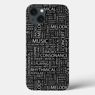 音楽パターン単語の雲 iPhone 13ケース