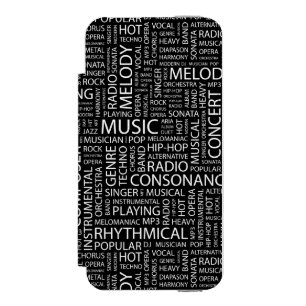 音楽パターン単語の雲 iPhone SE/5/5sウォレットケース