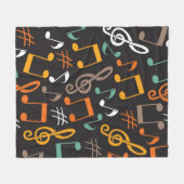 音楽パターン フリースブランケット (正面(横))