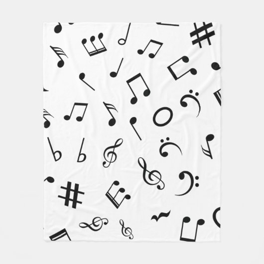 音楽パターン フリースブランケット (正面)