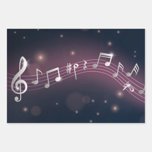 音楽パターン ラッピングペーパーシート (正面)