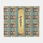 音楽パタ聞ーンへのスロース フリースブランケット (正面(横))